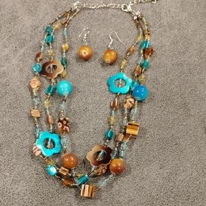 Multicolor Beaded Necklace and Earring Set